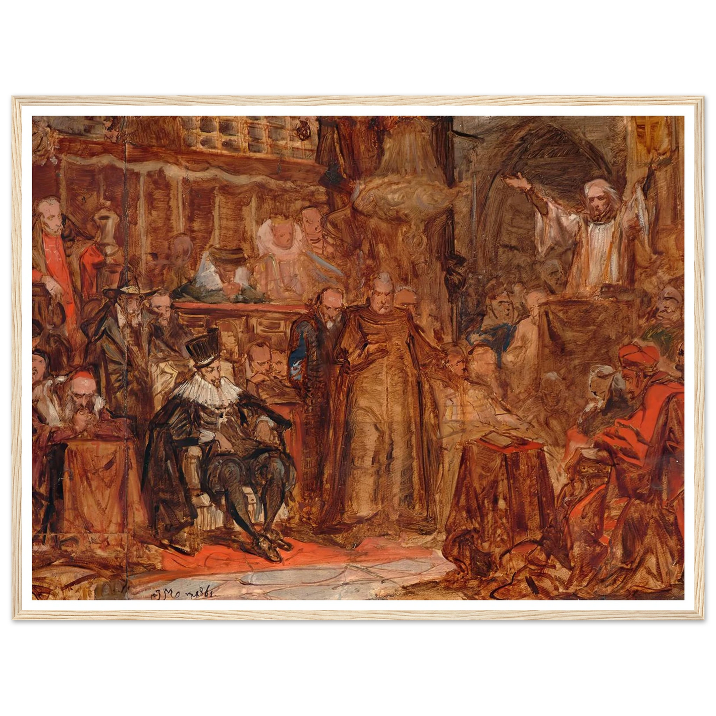 Sketch for “Skarga’s Sermon” (1861) Art Print | Jan Matejko - Framed Poster - 30x40 cm / 12x16″ - Black frame