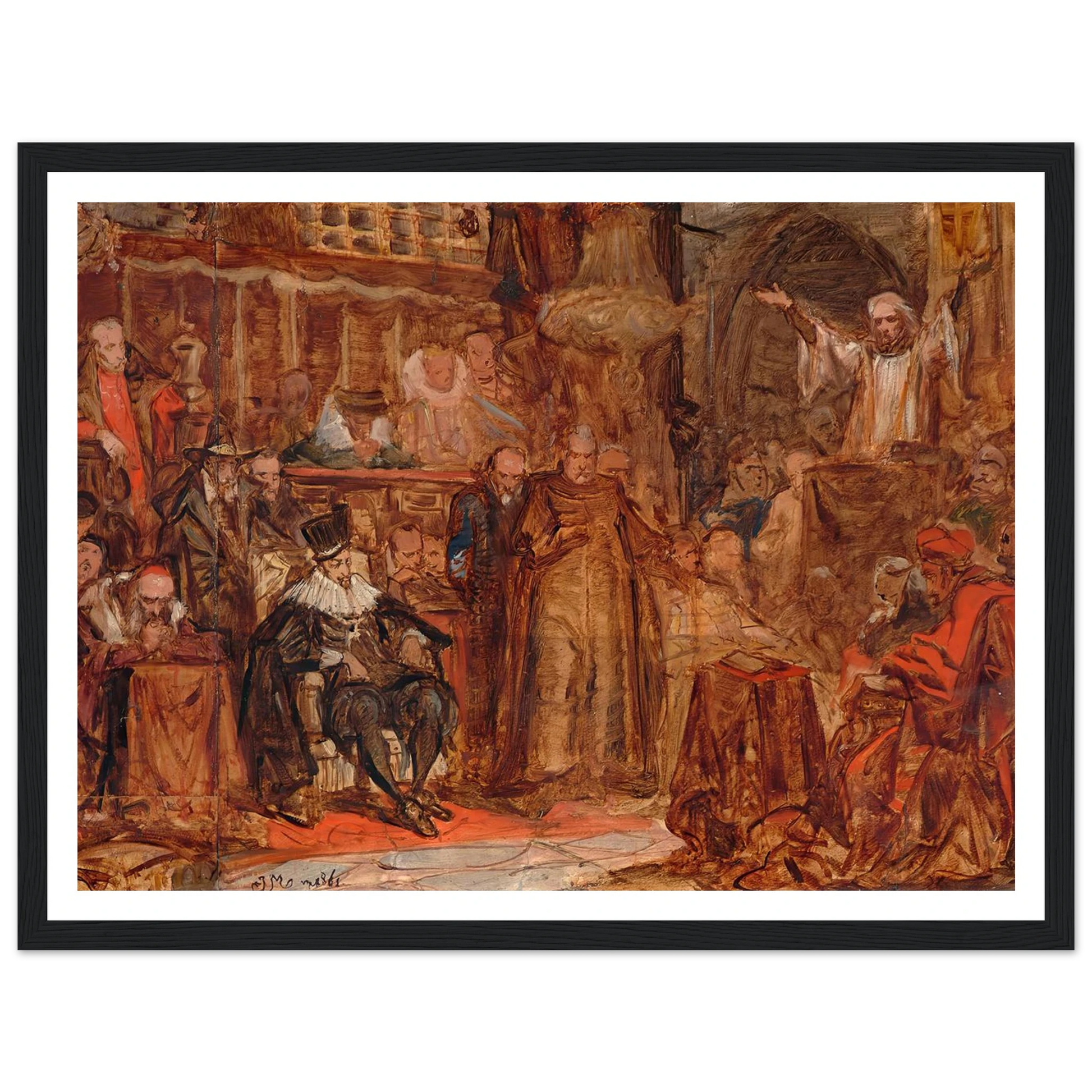 Sketch for “Skarga’s Sermon” (1861) Art Print | Jan Matejko - Framed Poster - 30x40 cm / 12x16″ - Black frame