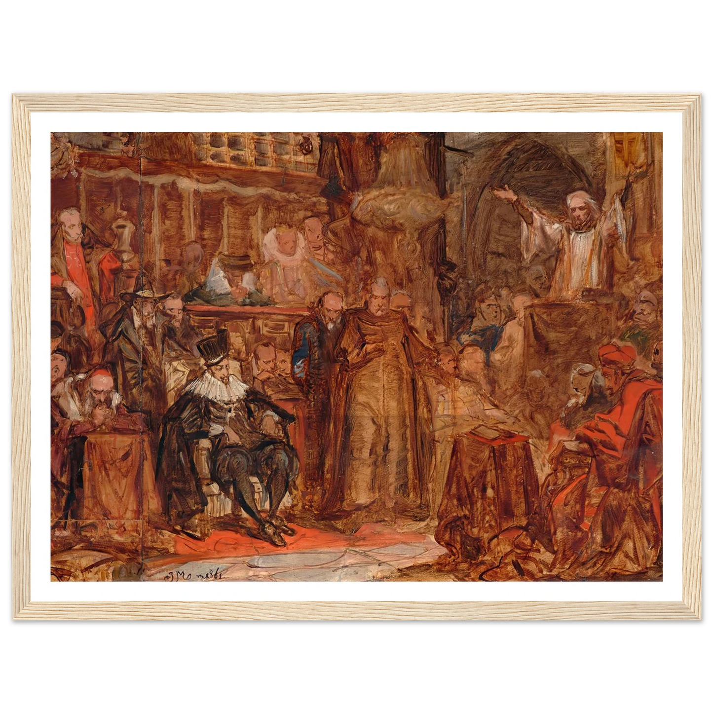 Sketch for “Skarga’s Sermon” (1861) Art Print | Jan Matejko - Framed Poster - 30x40 cm / 12x16″ - Black frame