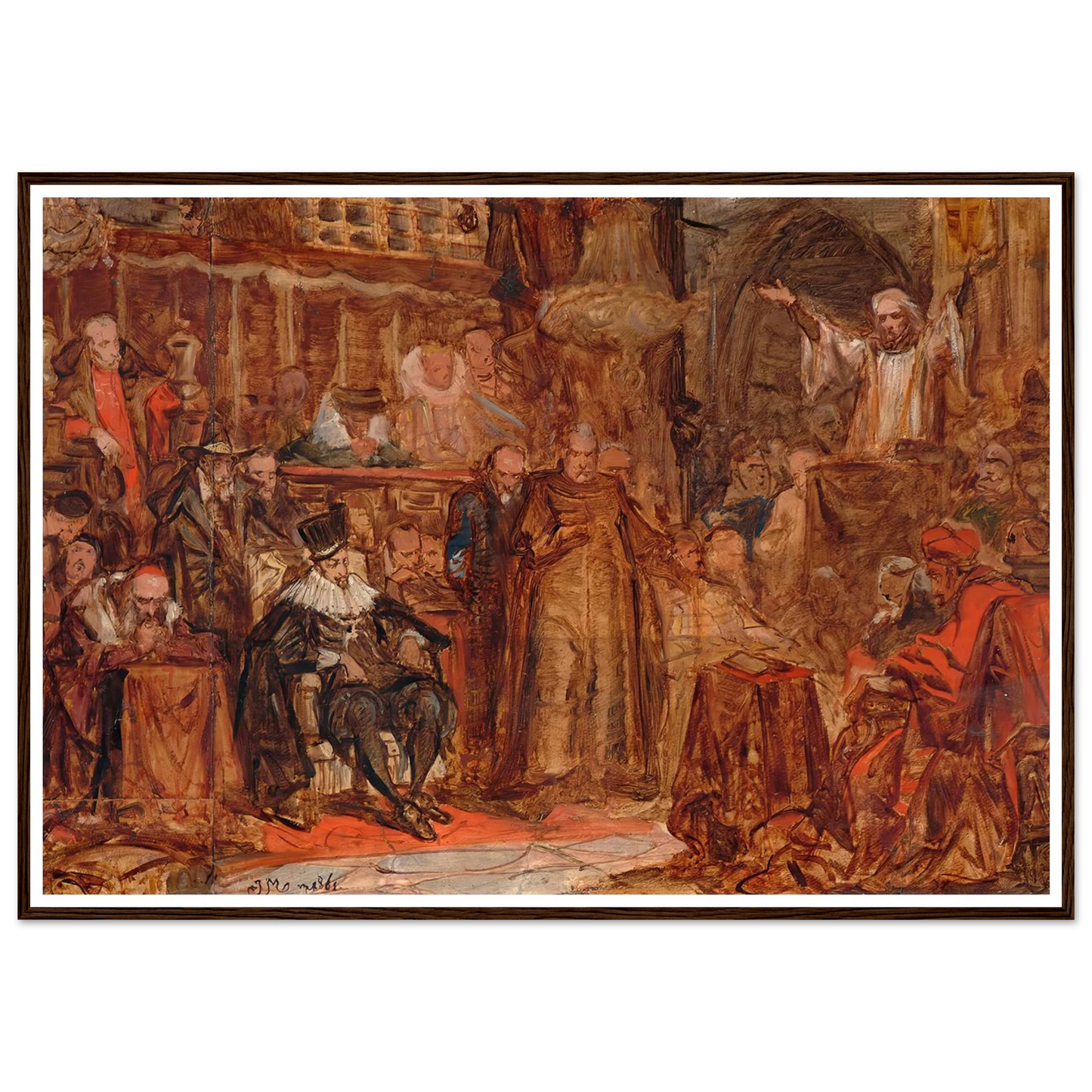 Sketch for “Skarga’s Sermon” (1861) Art Print | Jan Matejko - Framed Poster - 30x40 cm / 12x16″ - Black frame