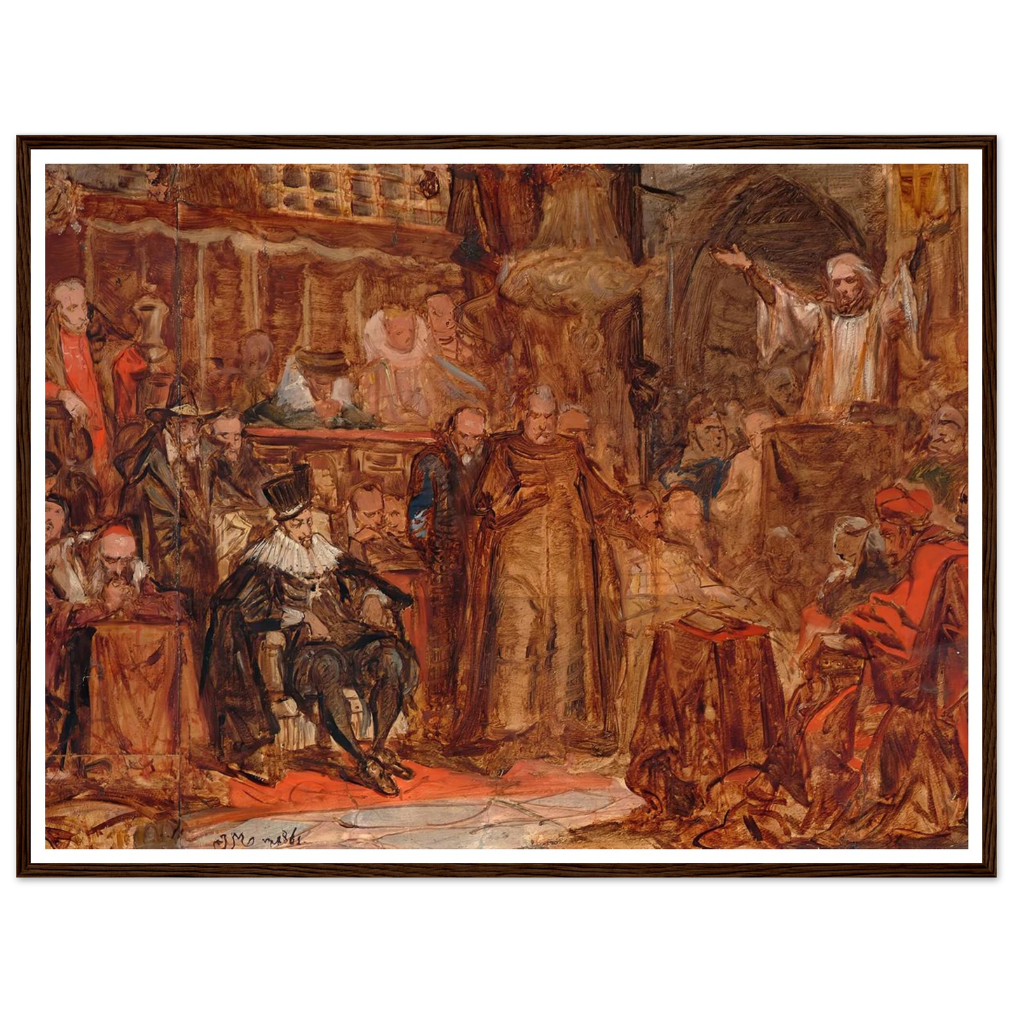 Sketch for “Skarga’s Sermon” (1861) Art Print | Jan Matejko - Framed Poster - 30x40 cm / 12x16″ - Black frame