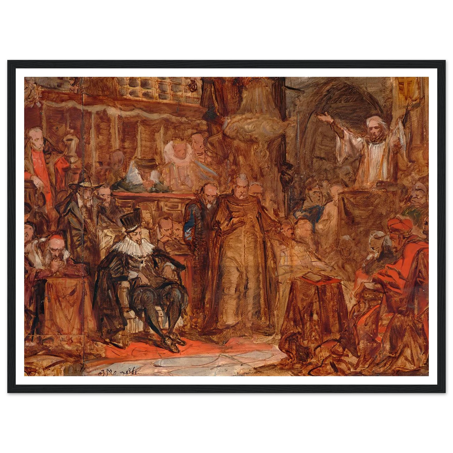Sketch for “Skarga’s Sermon” (1861) Art Print | Jan Matejko - Framed Poster - 30x40 cm / 12x16″ - Black frame