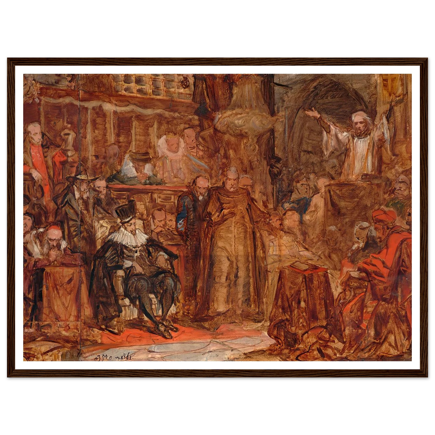Sketch for “Skarga’s Sermon” (1861) Art Print | Jan Matejko - Framed Poster - 30x40 cm / 12x16″ - Black frame