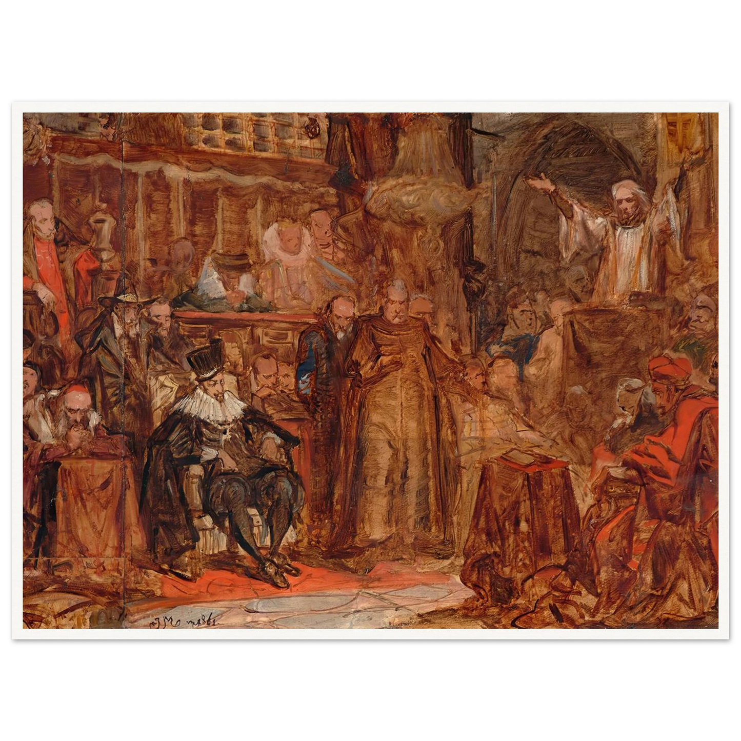 Sketch for “Skarga’s Sermon” (1861) Art Print | Jan Matejko - Framed Poster - 30x40 cm / 12x16″ - Black frame