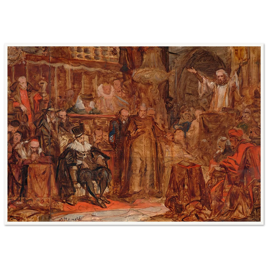 Sketch for “Skarga’s Sermon” (1861) Art Print | Jan Matejko - Framed Poster - 30x40 cm / 12x16″ - Black frame