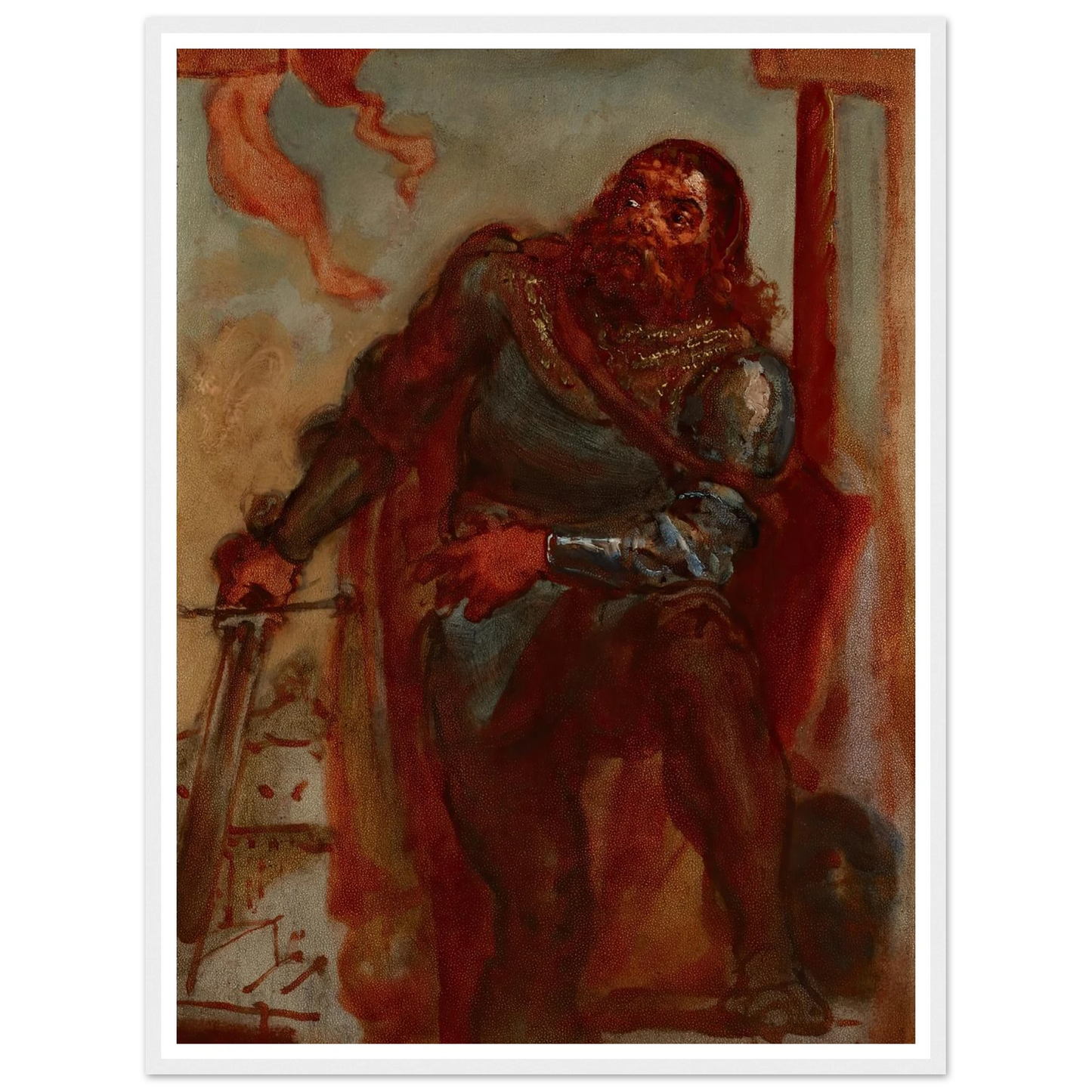 Sketch for the painting ‘Wacław Wilczek during the defence of the Benedictine monastery in Trzebice in Moravia in 1468 against Maciej Korwin’ (1876) Art Print | Jan Matejko - Framed Poster - 30x40 cm / 12x16″ - Black frame