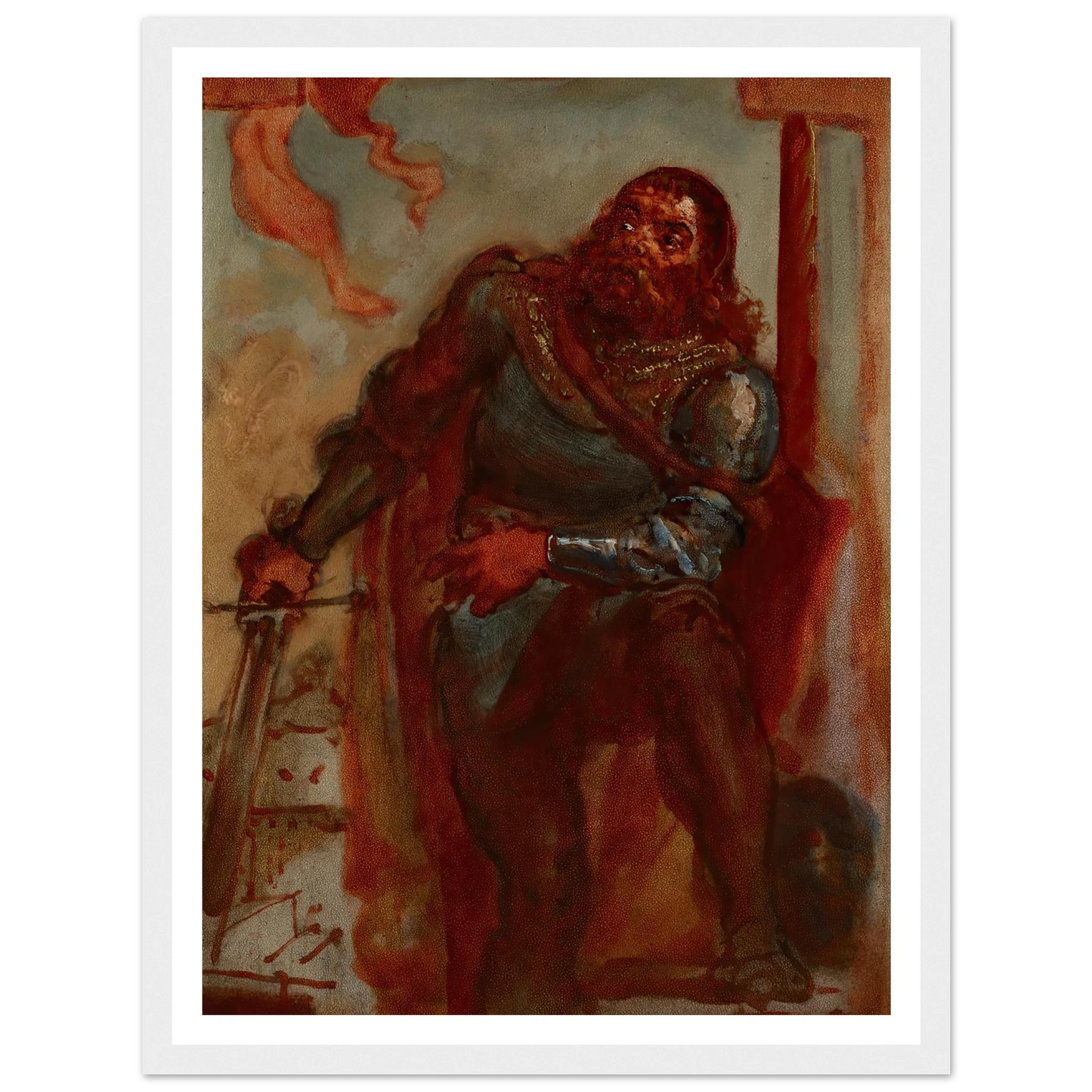 Sketch for the painting ‘Wacław Wilczek during the defence of the Benedictine monastery in Trzebice in Moravia in 1468 against Maciej Korwin’ (1876) Art Print | Jan Matejko - Framed Poster - 30x40 cm / 12x16″ - Black frame