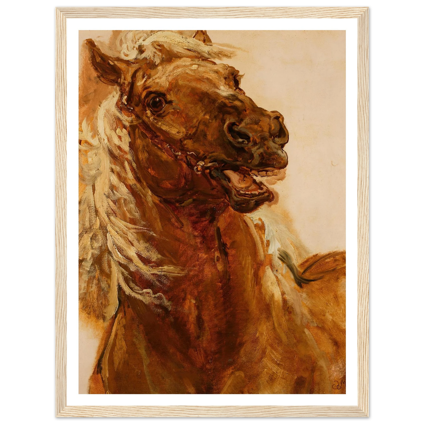 Sketch of horse’s head for the painting “Zamoyski at Byczyna” (1883) Art Print | Jan Matejko - Framed Poster - 30x40 cm / 12x16″ - Black frame