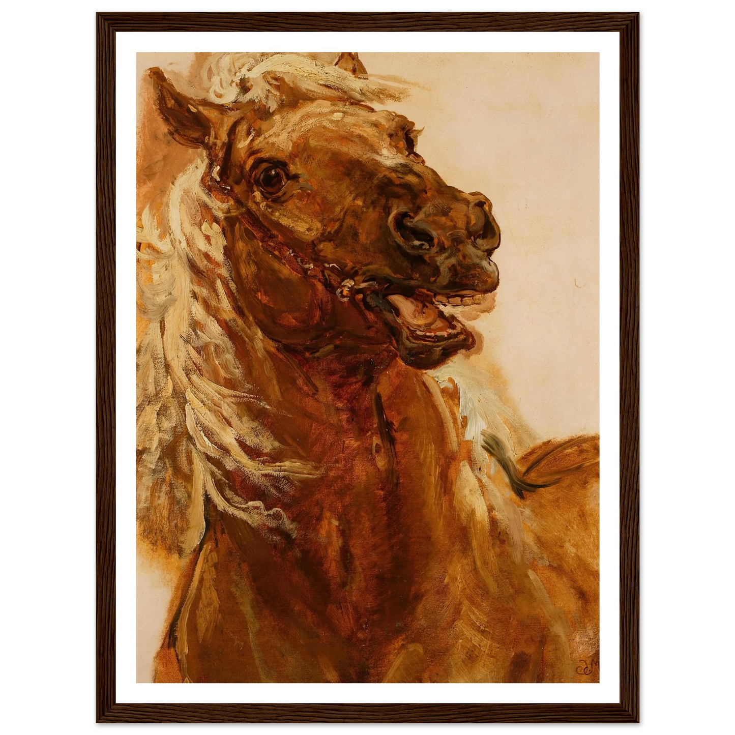 Sketch of horse’s head for the painting “Zamoyski at Byczyna” (1883) Art Print | Jan Matejko - Framed Poster - 30x40 cm / 12x16″ - Black frame