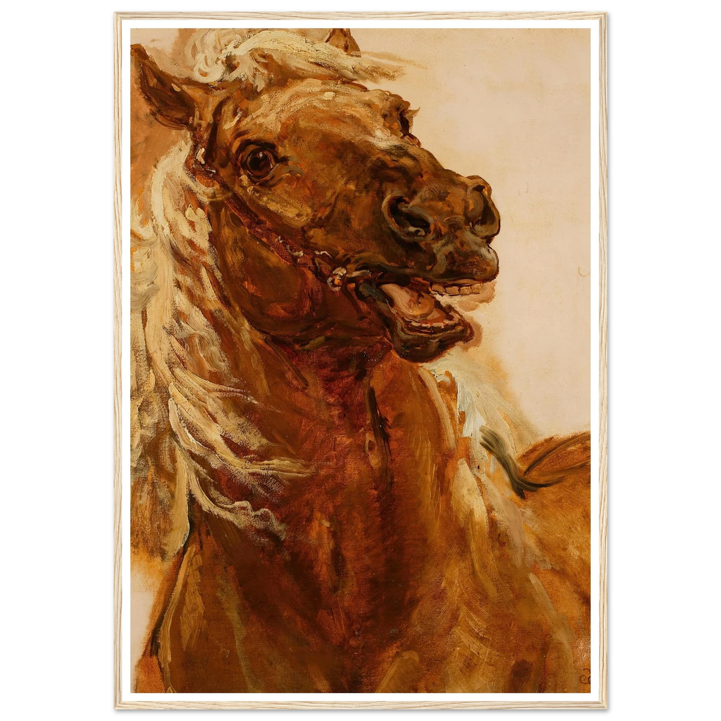 Sketch of horse’s head for the painting “Zamoyski at Byczyna” (1883) Art Print | Jan Matejko - Framed Poster - 30x40 cm / 12x16″ - Black frame