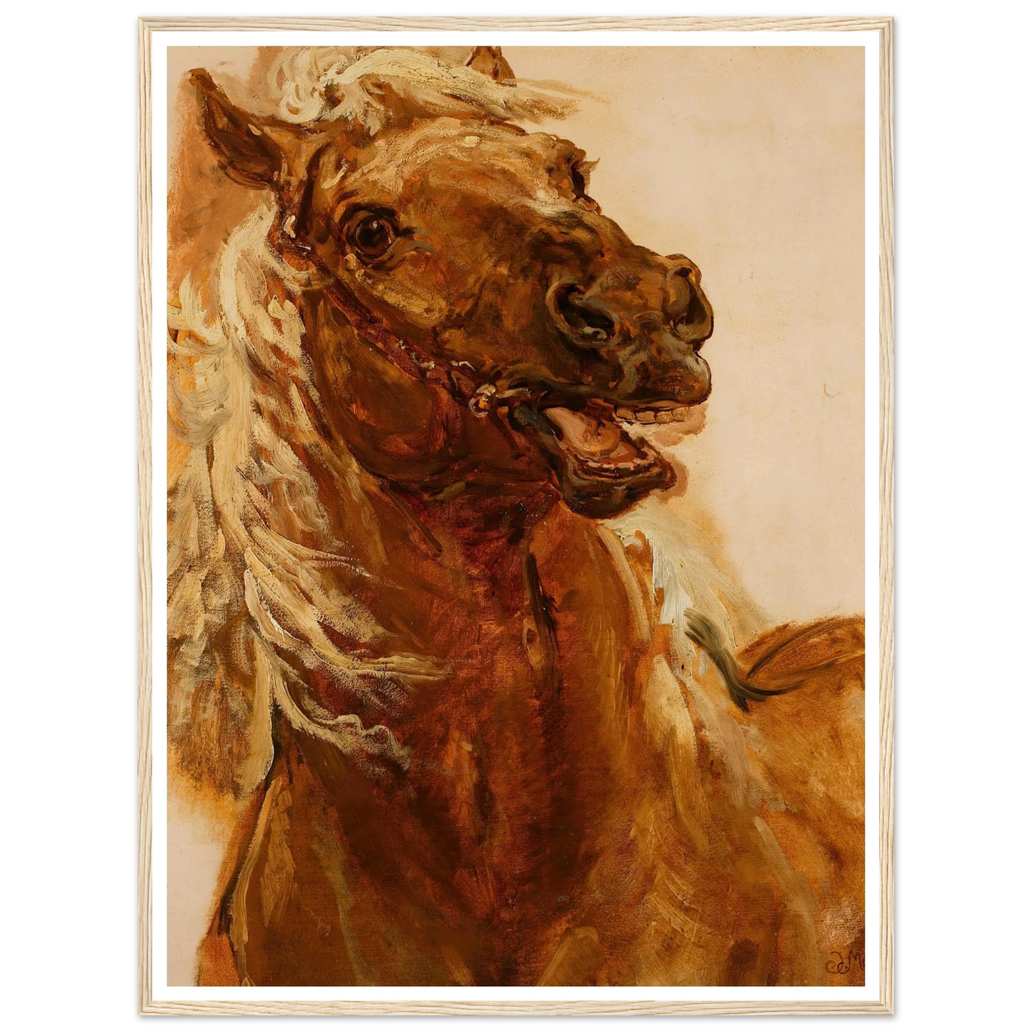 Sketch of horse’s head for the painting “Zamoyski at Byczyna” (1883) Art Print | Jan Matejko - Framed Poster - 30x40 cm / 12x16″ - Black frame