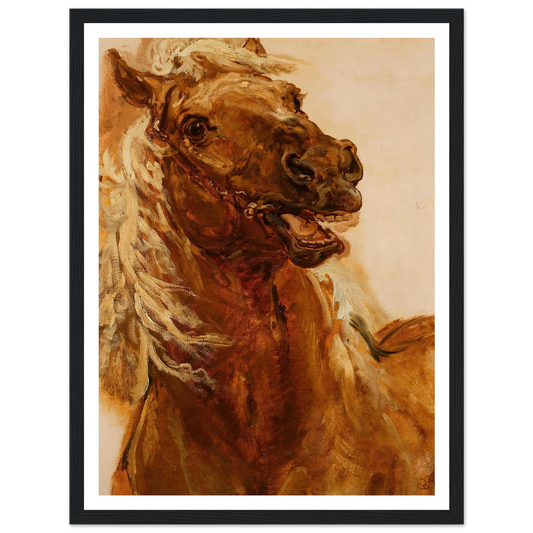 Sketch of horse’s head for the painting “Zamoyski at Byczyna” (1883) Art Print | Jan Matejko - Framed Poster - 30x40 cm / 12x16″ - Black frame