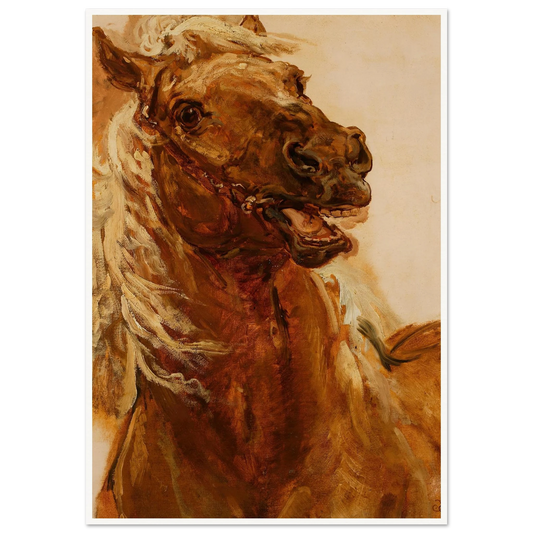 Sketch of horse’s head for the painting “Zamoyski at Byczyna” (1883) Art Print | Jan Matejko - Framed Poster - 30x40 cm / 12x16″ - Black frame