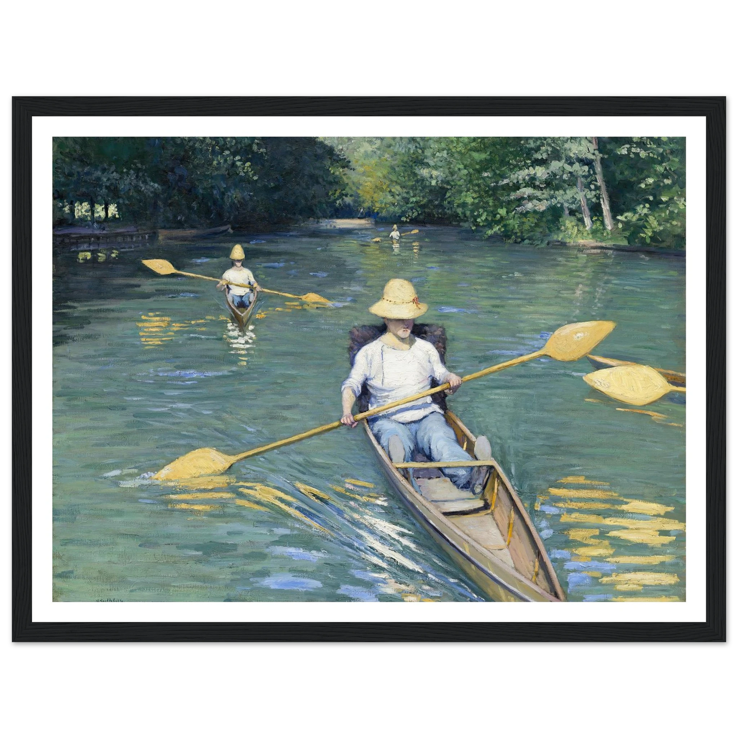 Skiffs (1877) Art Print | Gustave Caillebotte - Framed Poster - 30x40 cm / 12x16″ - Black frame