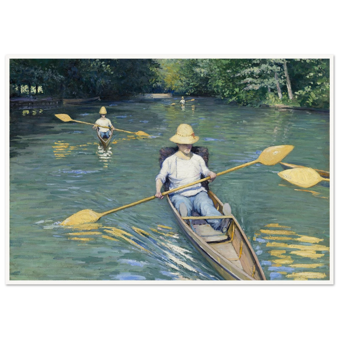 Skiffs (1877) Art Print | Gustave Caillebotte - Framed Poster - 30x40 cm / 12x16″ - Black frame