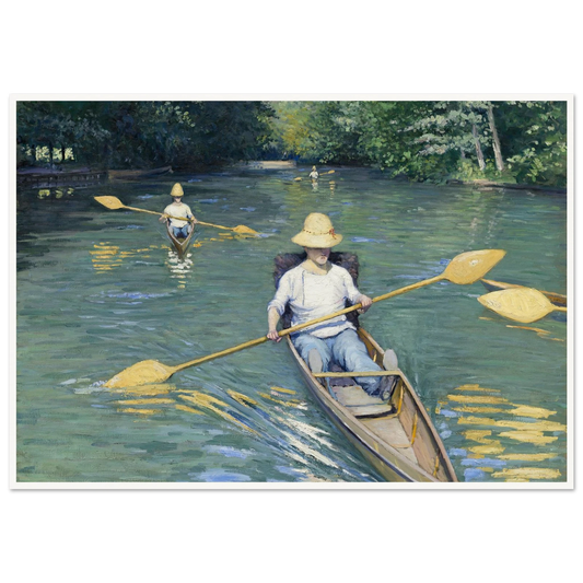 Skiffs (1877) Art Print | Gustave Caillebotte - Framed Poster - 30x40 cm / 12x16″ - Black frame