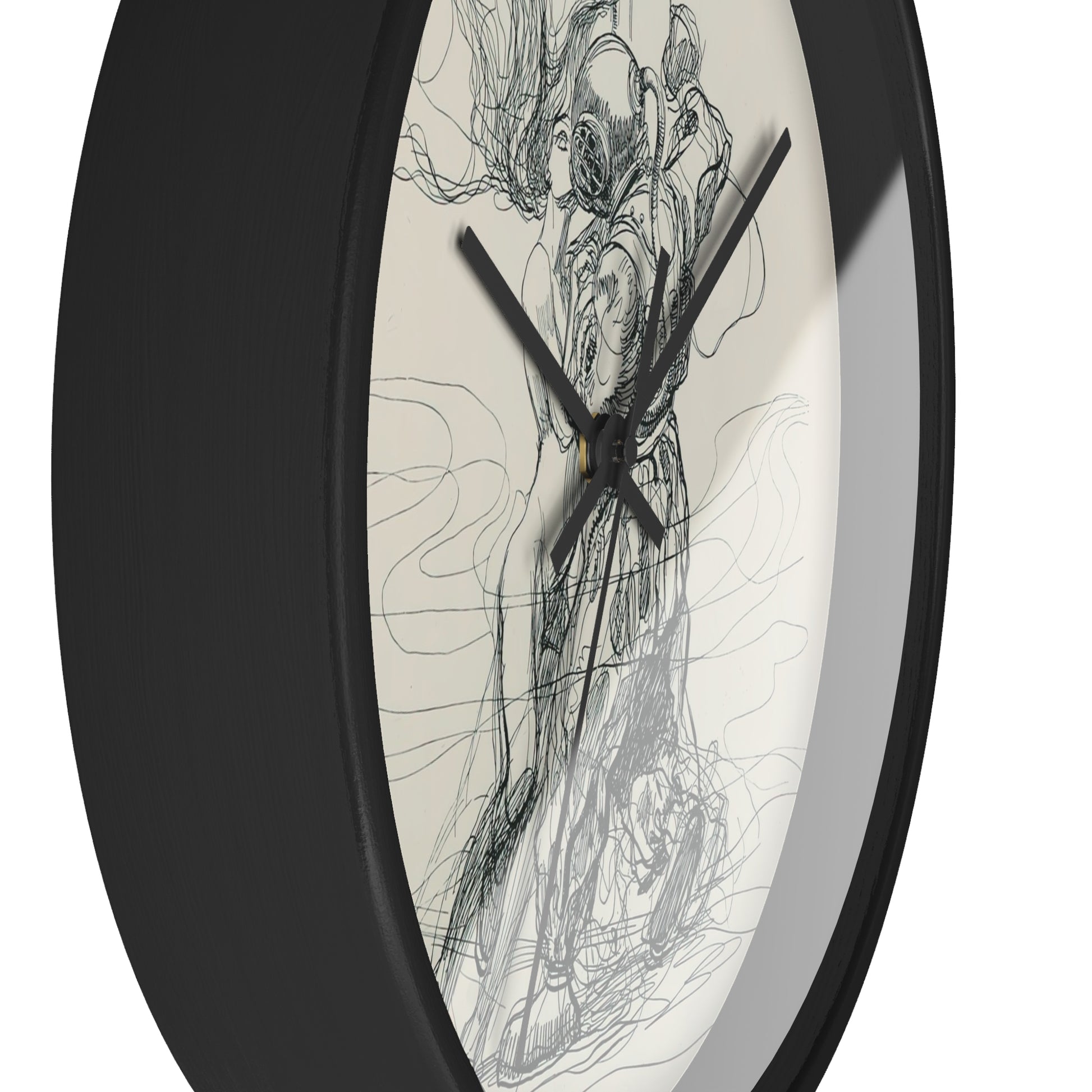 Skizzenbuch Pl.10 Wall Clock | Heinrich Kley - Black - Black Base - 10"