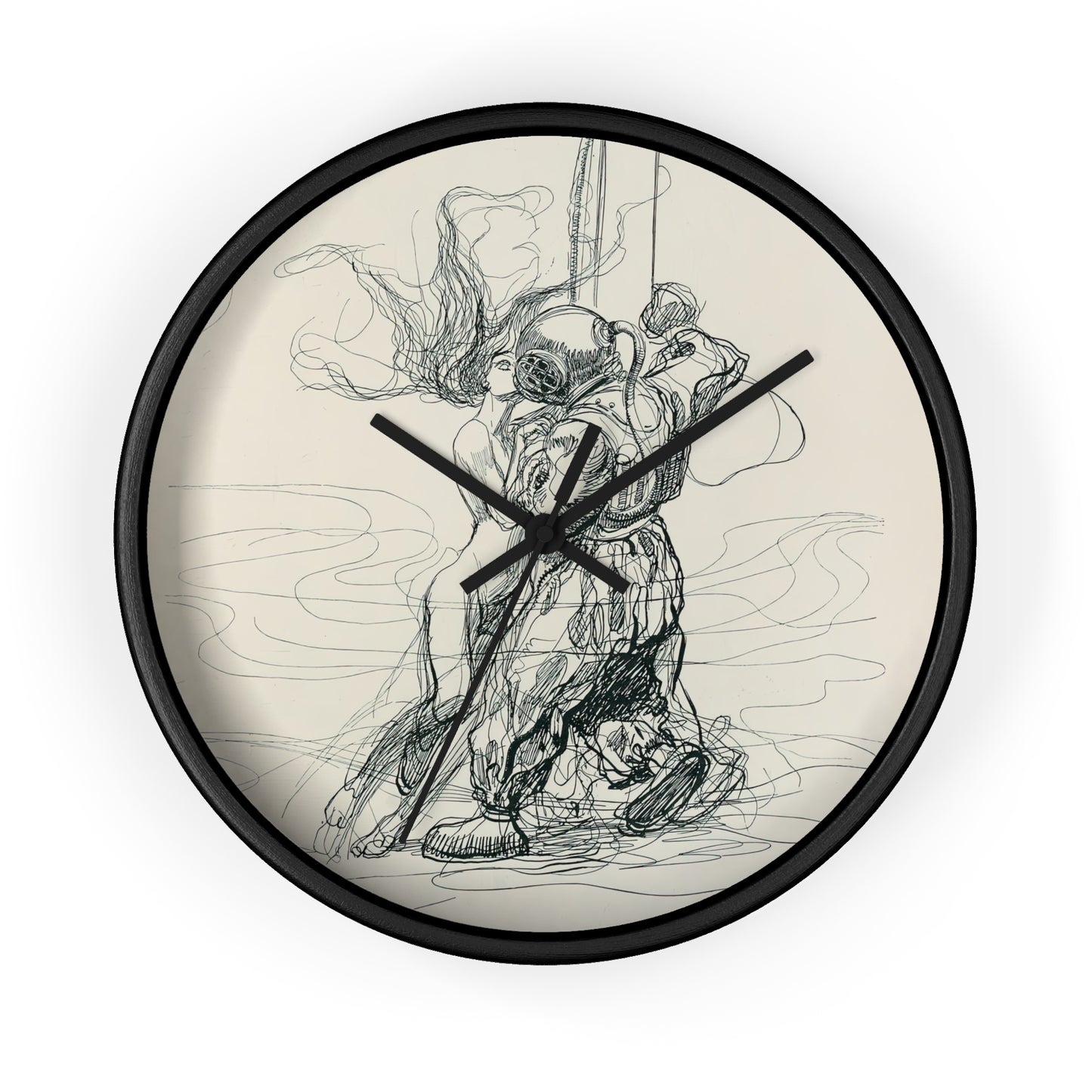 Skizzenbuch Pl.10 Wall Clock | Heinrich Kley - Black - Black Base - 10"