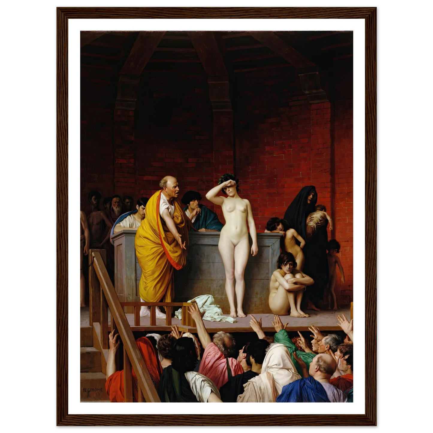Slave Market in Ancient Rome (1884) Art Print | Jean Leon Gerome - Framed Poster - 30x40 cm / 12x16″ - Black frame