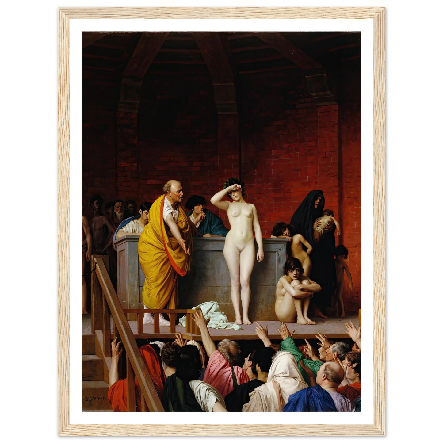 Slave Market in Ancient Rome (1884) Art Print | Jean Leon Gerome - Framed Poster - 30x40 cm / 12x16″ - Black frame
