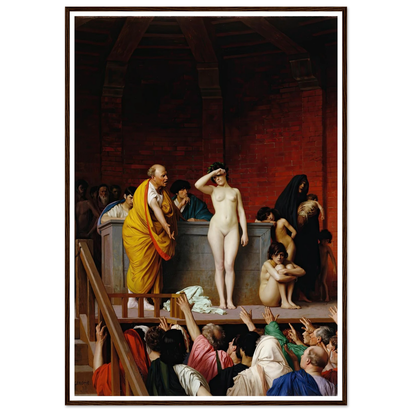 Slave Market in Ancient Rome (1884) Art Print | Jean Leon Gerome - Framed Poster - 30x40 cm / 12x16″ - Black frame