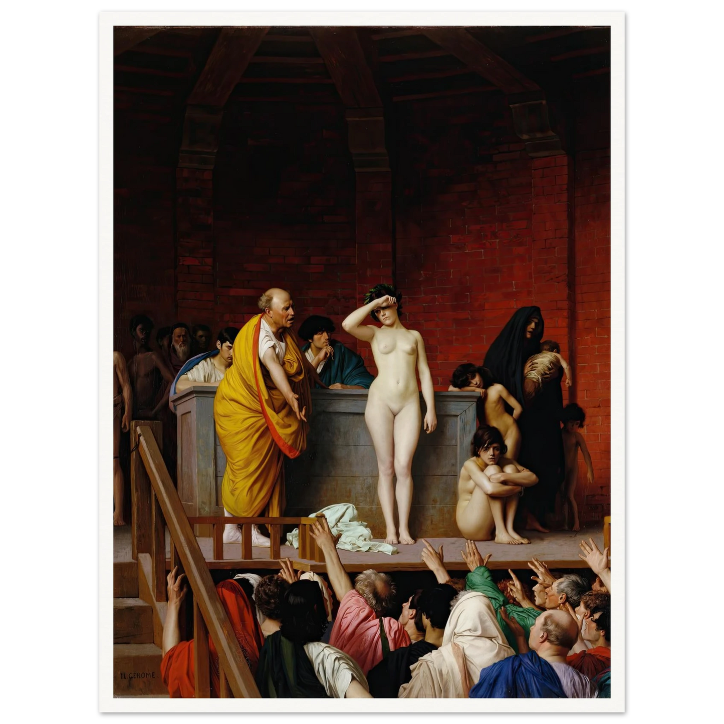Slave Market in Ancient Rome (1884) Art Print | Jean Leon Gerome - Framed Poster - 30x40 cm / 12x16″ - Black frame