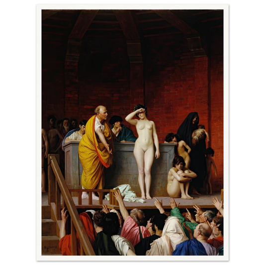 Slave Market in Ancient Rome (1884) Art Print | Jean Leon Gerome - Framed Poster - 30x40 cm / 12x16″ - Black frame