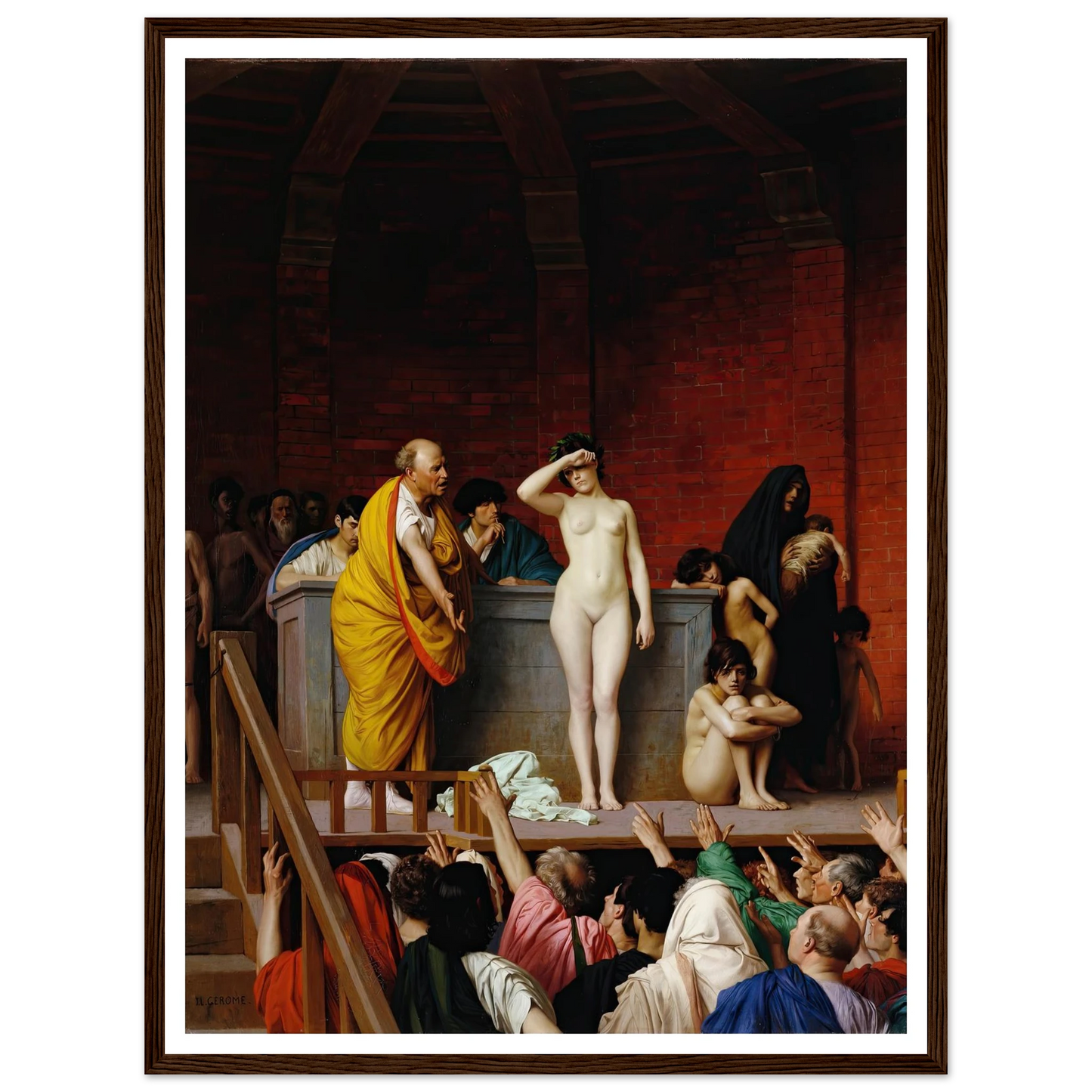 Slave Market in Ancient Rome (1884) Art Print | Jean Leon Gerome - Framed Poster - 30x40 cm / 12x16″ - Black frame