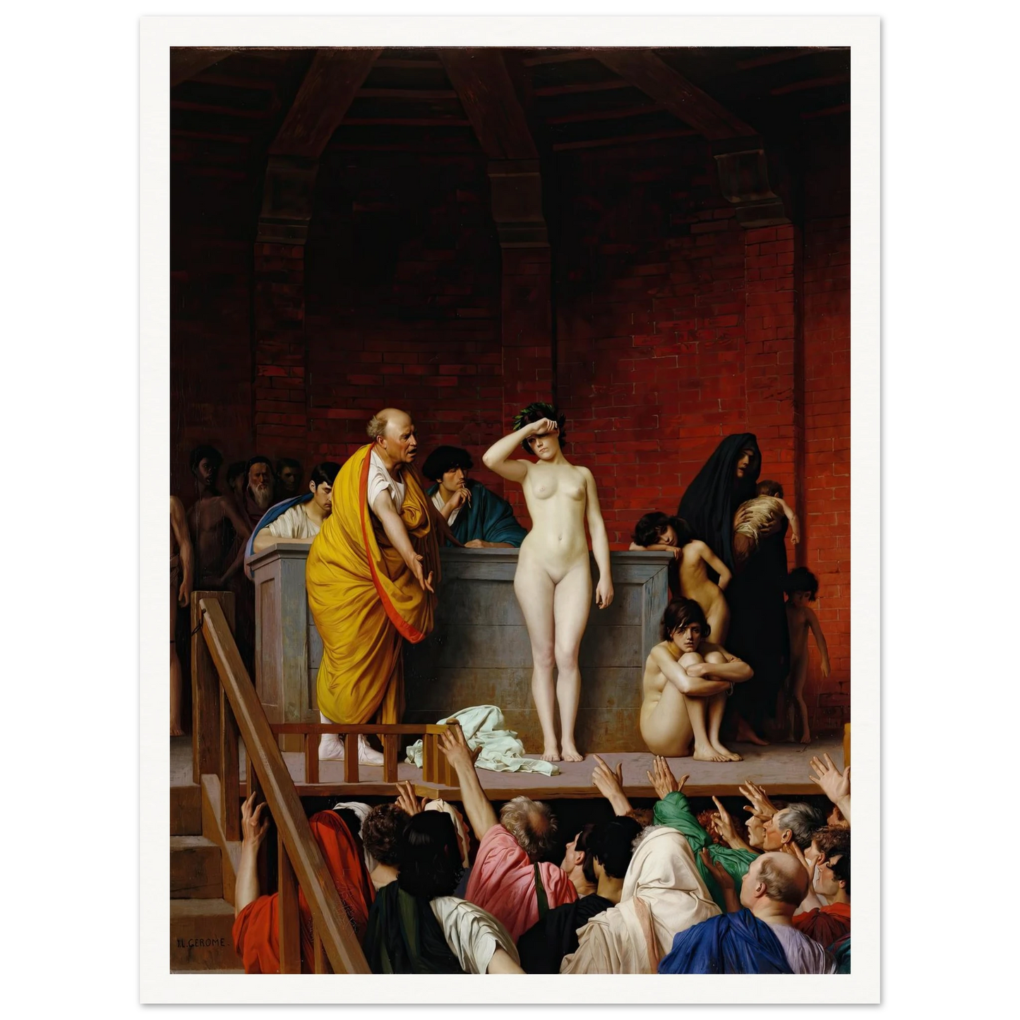 Slave Market in Ancient Rome (1884) Art Print | Jean Leon Gerome - Framed Poster - 30x40 cm / 12x16″ - Black frame