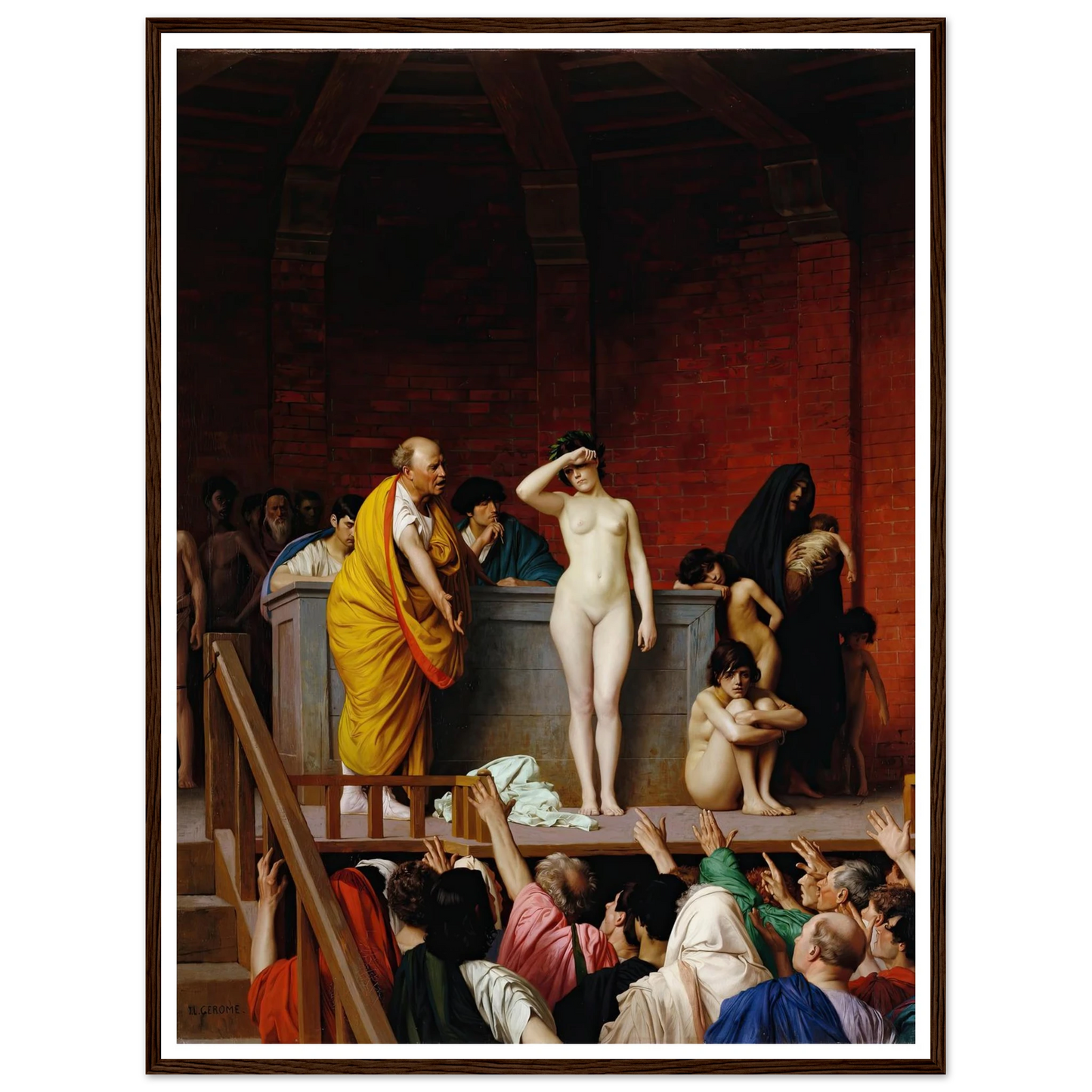 Slave Market in Ancient Rome (1884) Art Print | Jean Leon Gerome - Framed Poster - 30x40 cm / 12x16″ - Black frame
