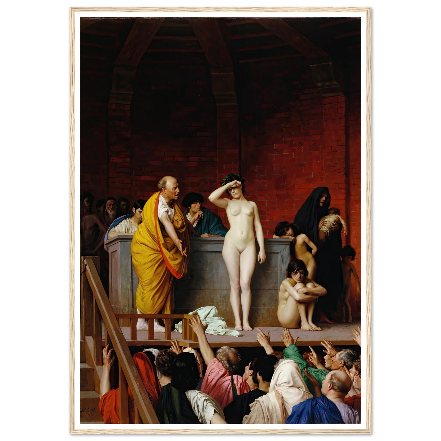 Slave Market in Ancient Rome (1884) Art Print | Jean Leon Gerome - Framed Poster - 30x40 cm / 12x16″ - Black frame