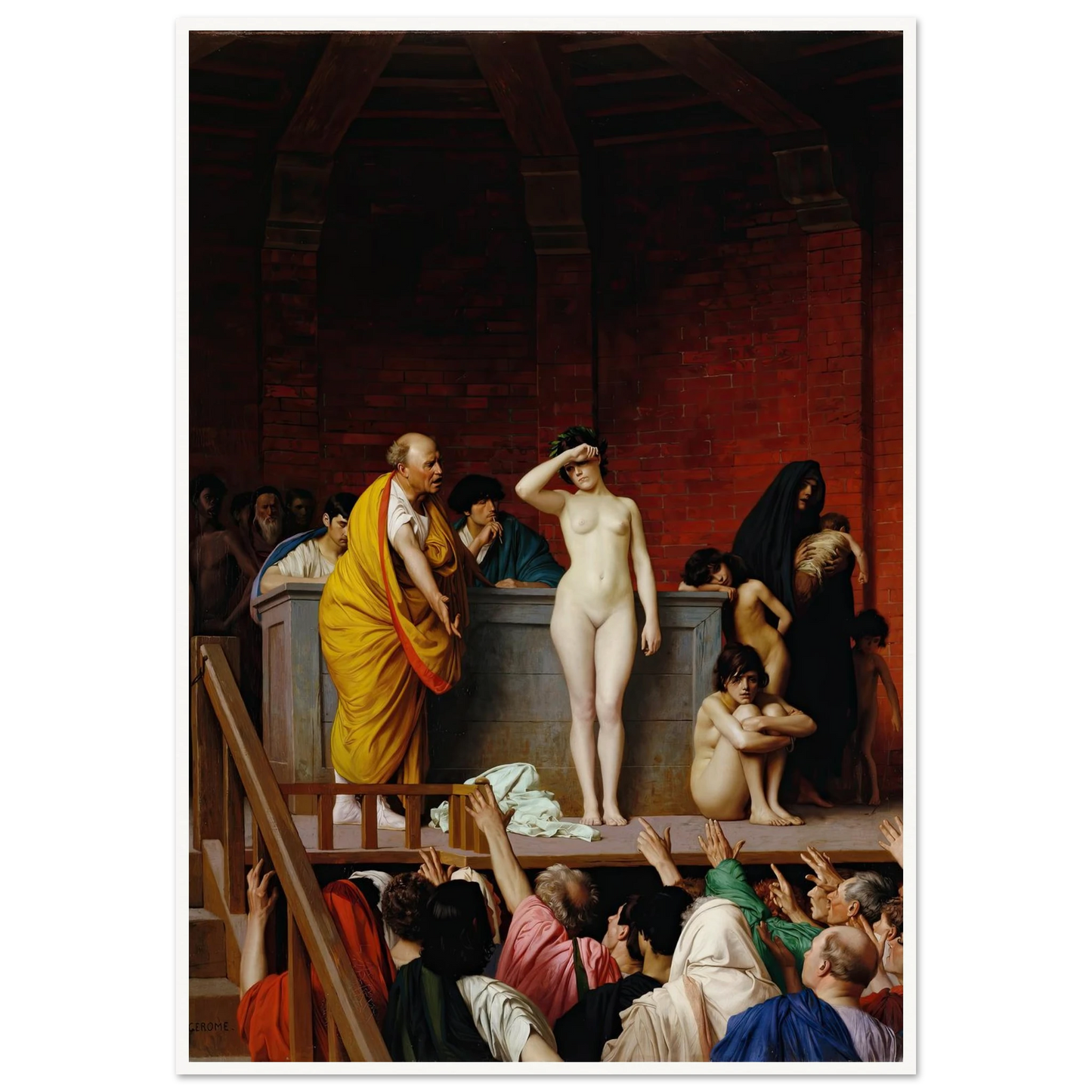 Slave Market in Ancient Rome (1884) Art Print | Jean Leon Gerome - Framed Poster - 30x40 cm / 12x16″ - Black frame