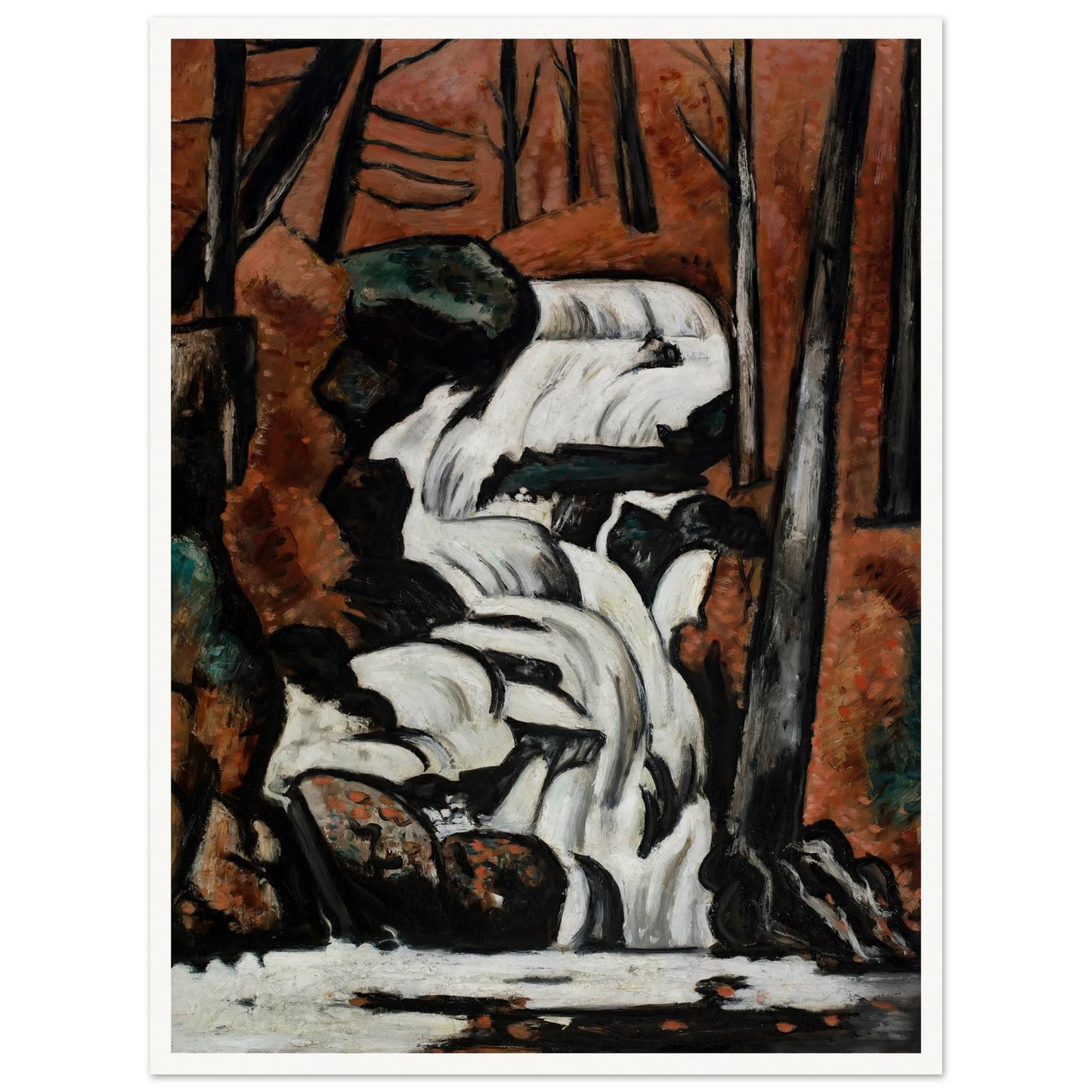 Smelt Brook Falls (1937) Art Print | Marsden Hartley - Framed Poster - 30x40 cm / 12x16″ - Black frame