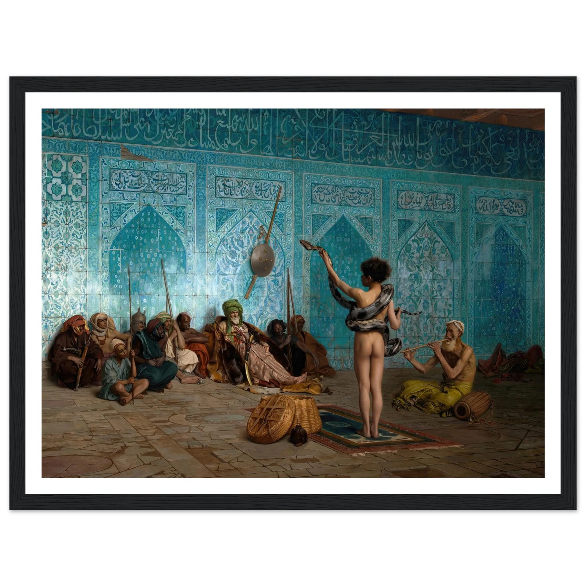 Snake Charmer (c. 1879) Art Print | Jean Leon Gerome - Framed Poster - 30x40 cm / 12x16″ - Black frame