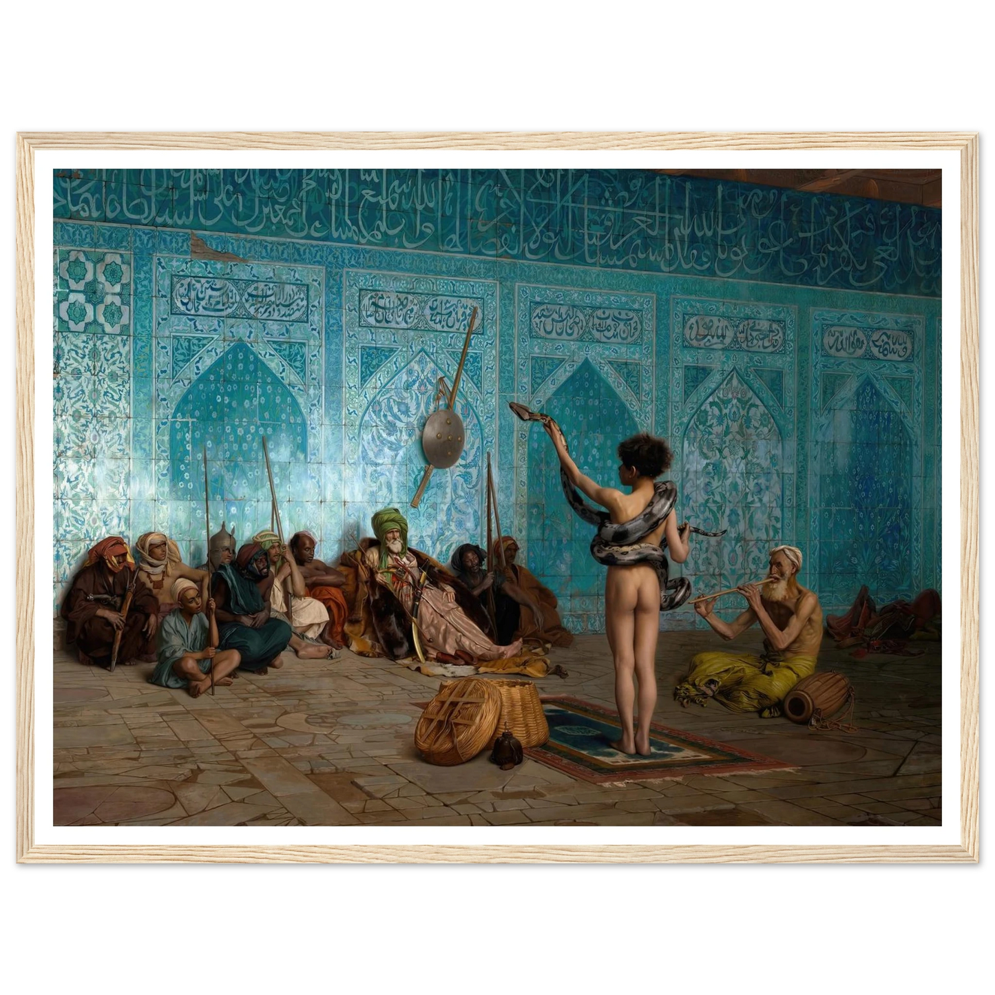 Snake Charmer (c. 1879) Art Print | Jean Leon Gerome - Framed Poster - 30x40 cm / 12x16″ - Black frame