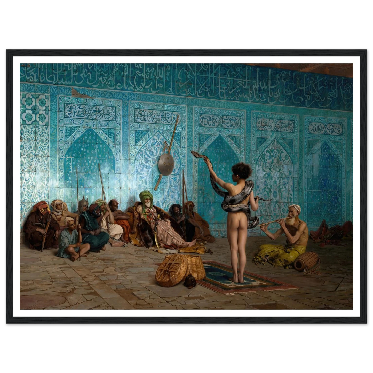 Snake Charmer (c. 1879) Art Print | Jean Leon Gerome - Framed Poster - 30x40 cm / 12x16″ - Black frame