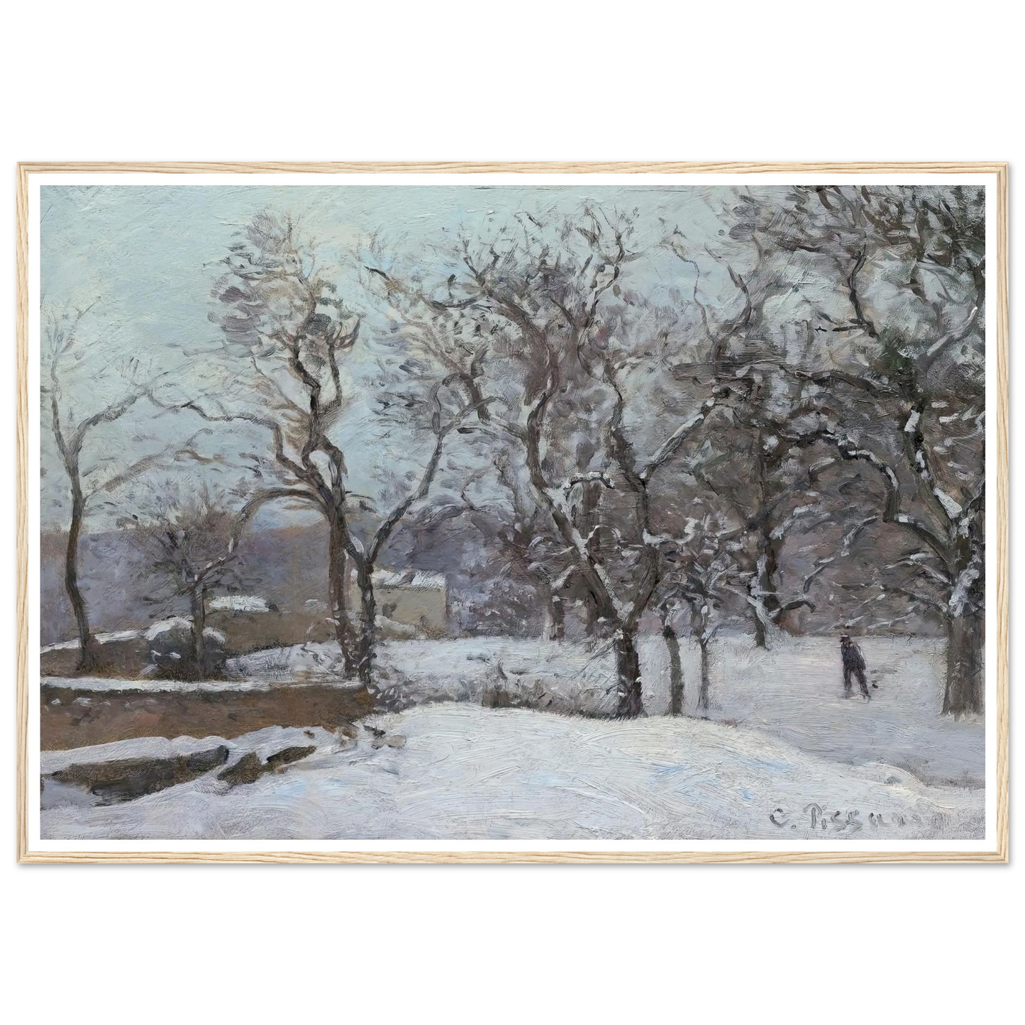 Snow at Louveciennes (c. 1870) Art Print | Camille Pissarro - Framed Poster - 30x40 cm / 12x16″ - Black frame