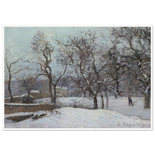 Snow at Louveciennes (c. 1870) Art Print | Camille Pissarro - Framed Poster - 30x40 cm / 12x16″ - Black frame
