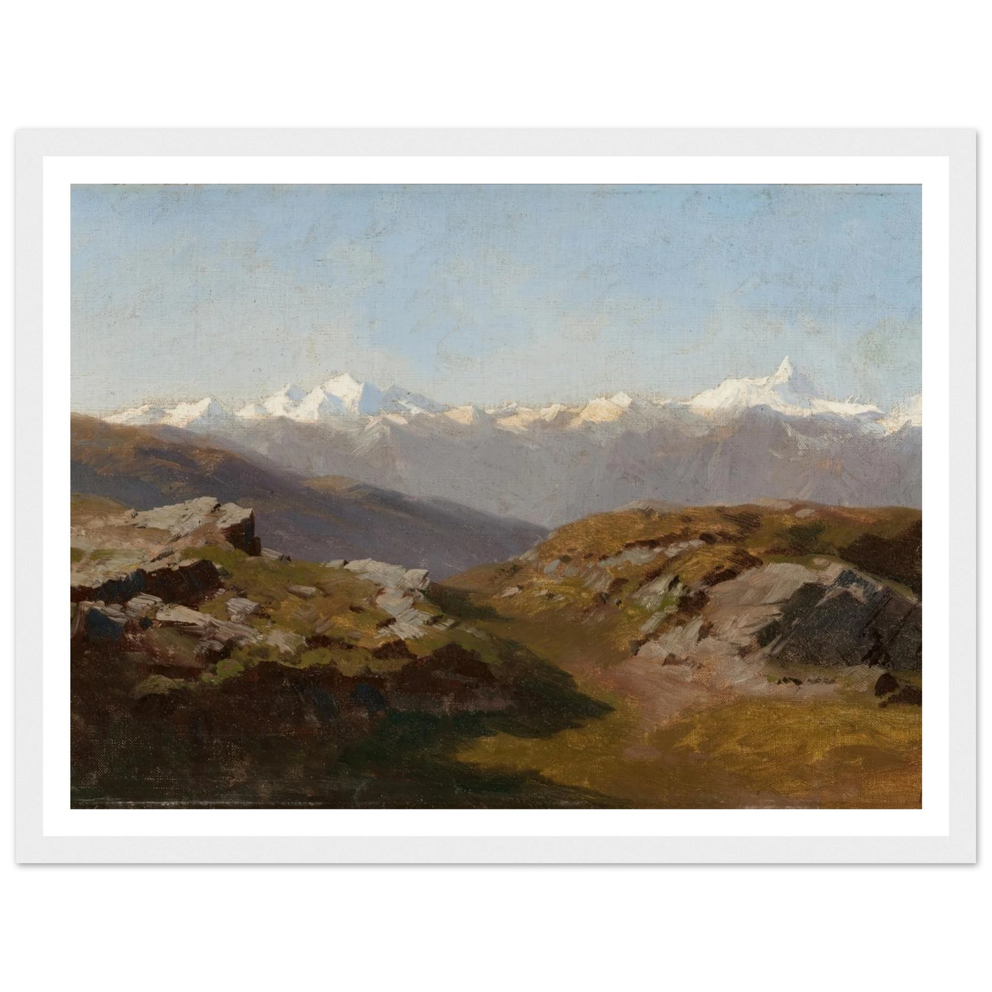 Snow-Capped Peaks Art Print | Hermann Ottomar Herzog - Framed Poster - 30x40 cm / 12x16″ - Black frame