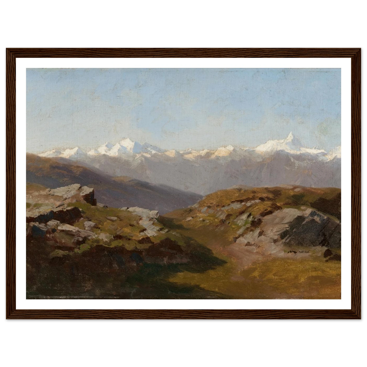 Snow-Capped Peaks Art Print | Hermann Ottomar Herzog - Framed Poster - 30x40 cm / 12x16″ - Black frame