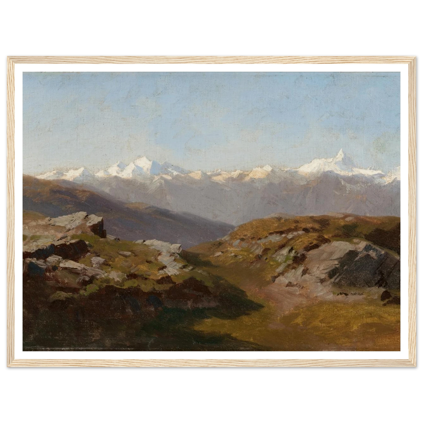 Snow-Capped Peaks Art Print | Hermann Ottomar Herzog - Framed Poster - 30x40 cm / 12x16″ - Black frame