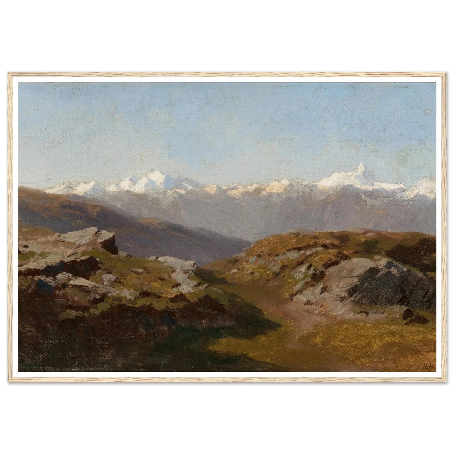Snow-Capped Peaks Art Print | Hermann Ottomar Herzog - Framed Poster - 30x40 cm / 12x16″ - Black frame