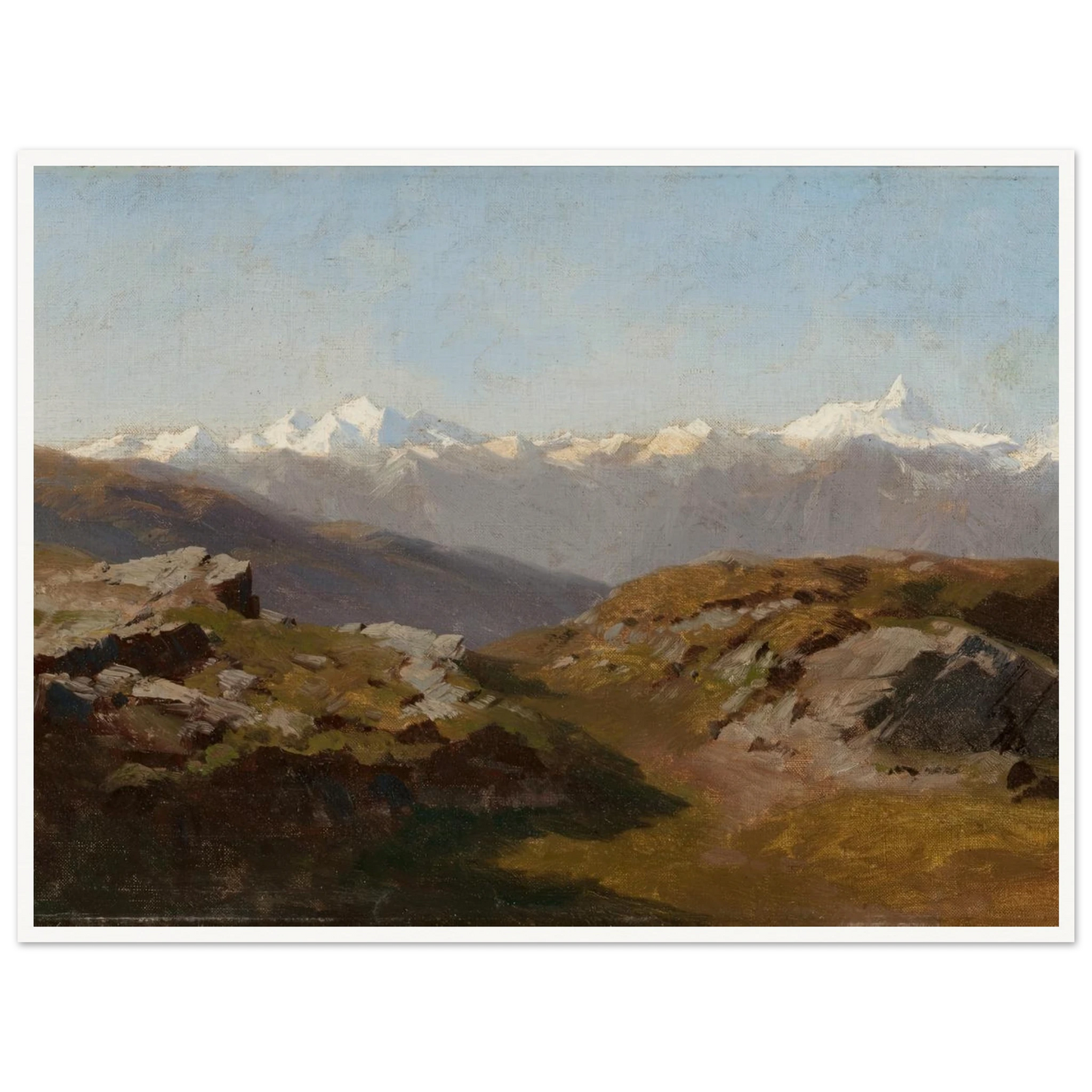 Snow-Capped Peaks Art Print | Hermann Ottomar Herzog - Framed Poster - 30x40 cm / 12x16″ - Black frame