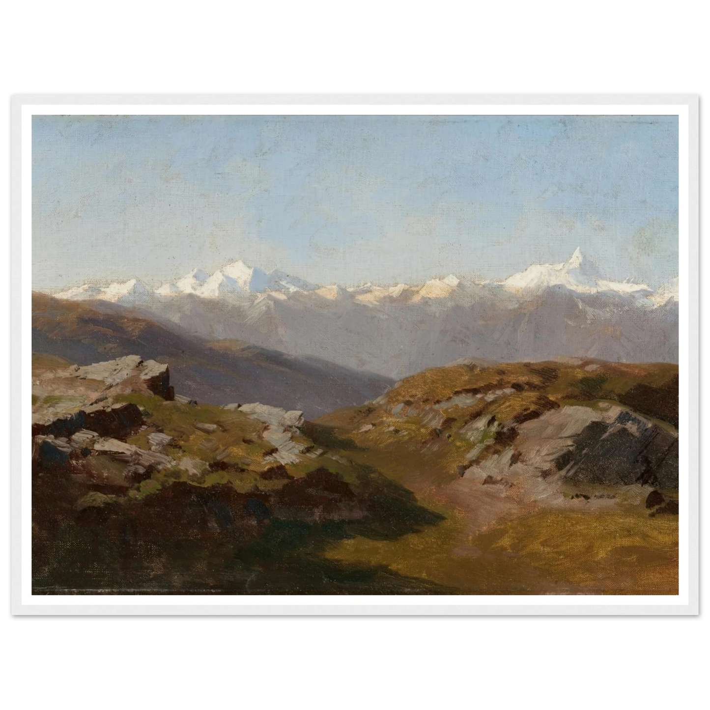 Snow-Capped Peaks Art Print | Hermann Ottomar Herzog - Framed Poster - 30x40 cm / 12x16″ - Black frame