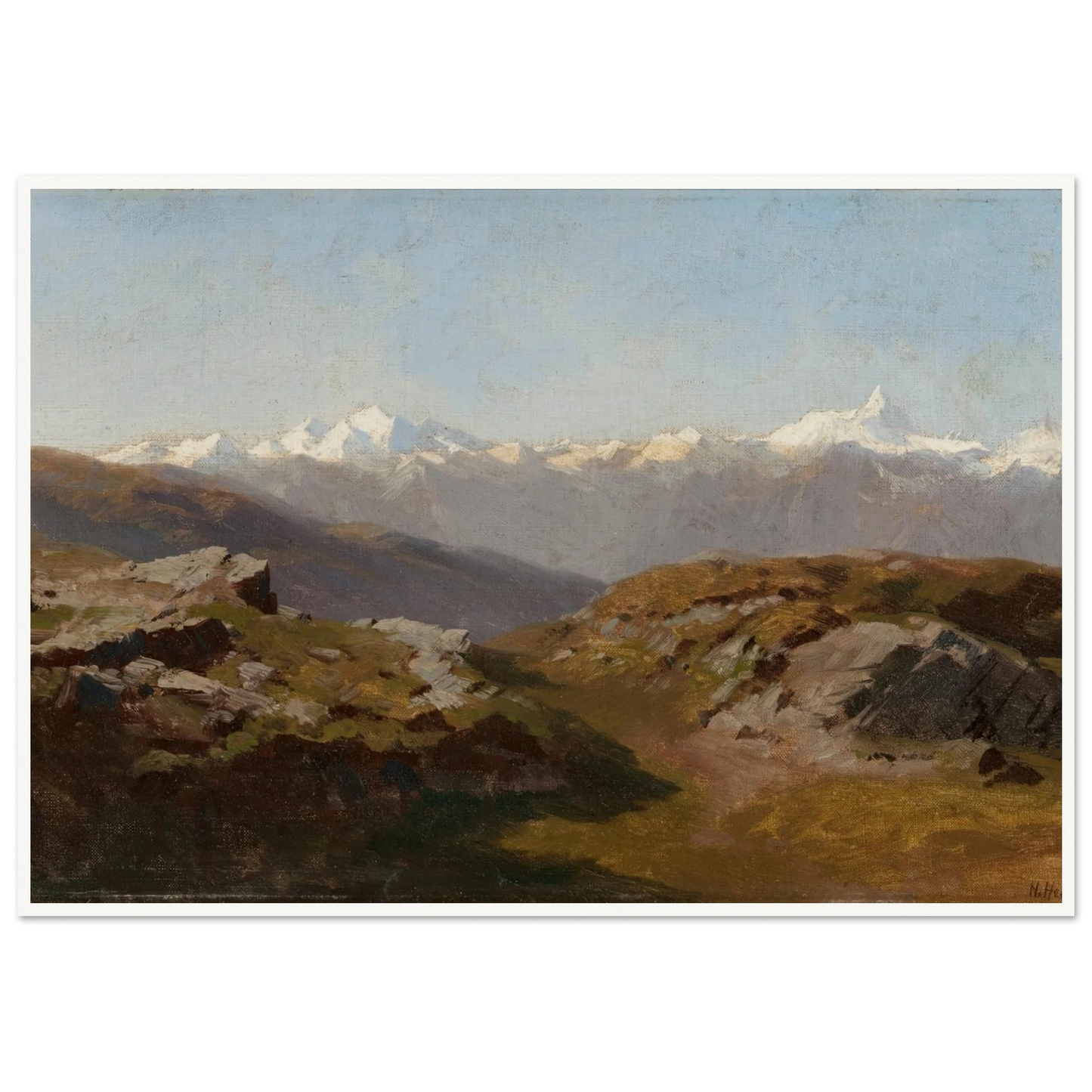 Snow-Capped Peaks Art Print | Hermann Ottomar Herzog - Framed Poster - 30x40 cm / 12x16″ - Black frame