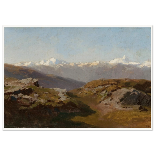 Snow-Capped Peaks Art Print | Hermann Ottomar Herzog - Framed Poster - 30x40 cm / 12x16″ - Black frame