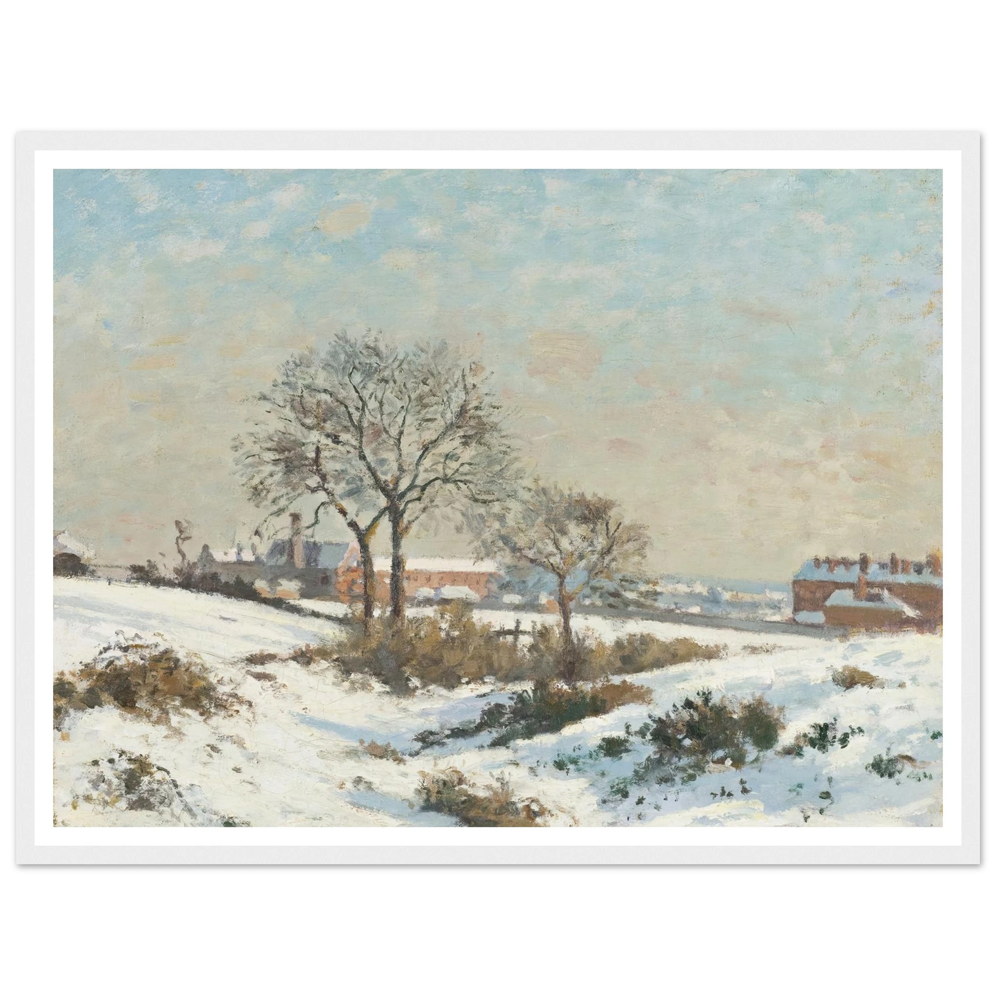 Snowy Landscape at South Norwood (1871) Art Print | Camille Pissarro - Framed Poster - 30x40 cm / 12x16″ - Black frame