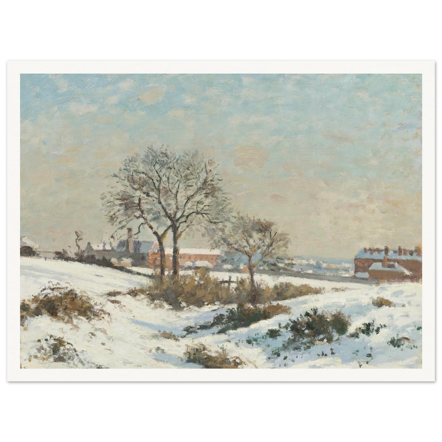 Snowy Landscape at South Norwood (1871) Art Print | Camille Pissarro - Framed Poster - 30x40 cm / 12x16″ - Black frame