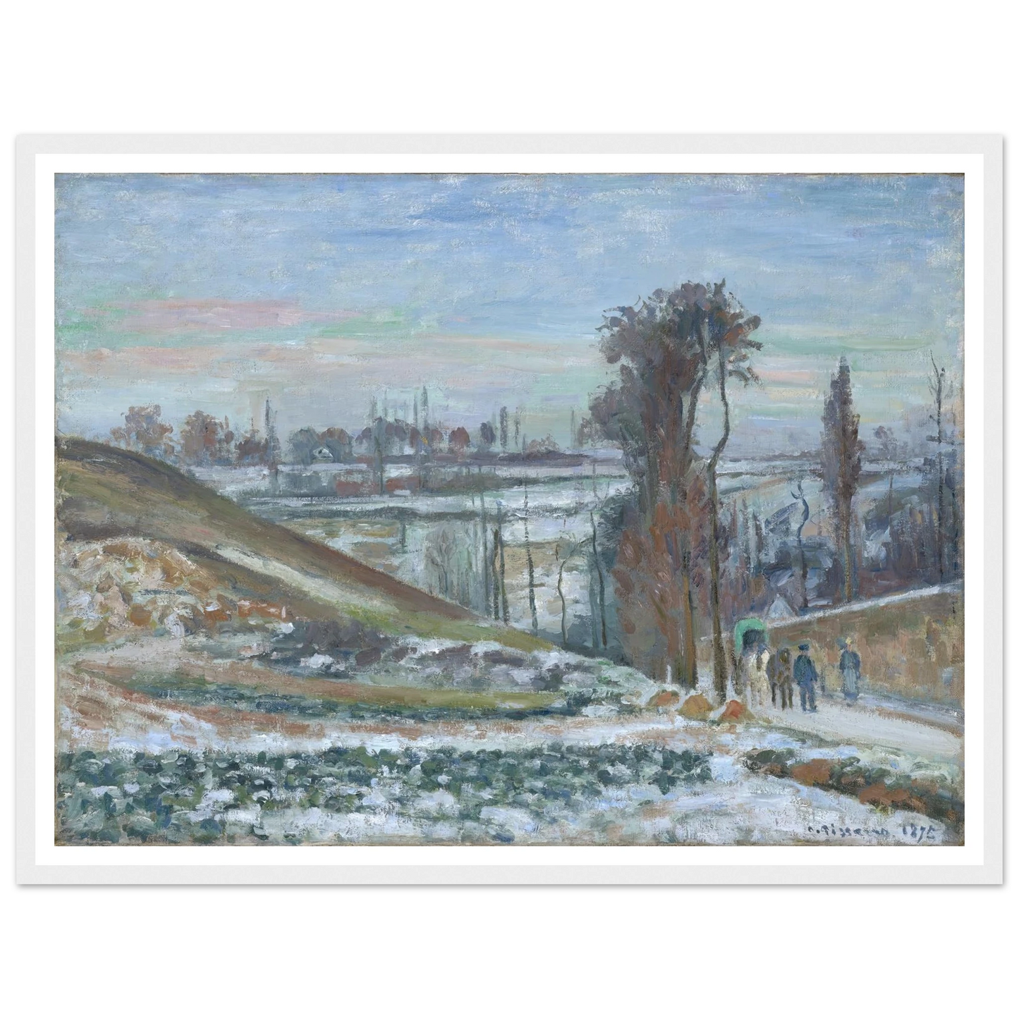 Snowy Landscape near l’Hermitage (1875) Art Print | Camille Pissarro - Framed Poster - 30x40 cm / 12x16″ - Black frame