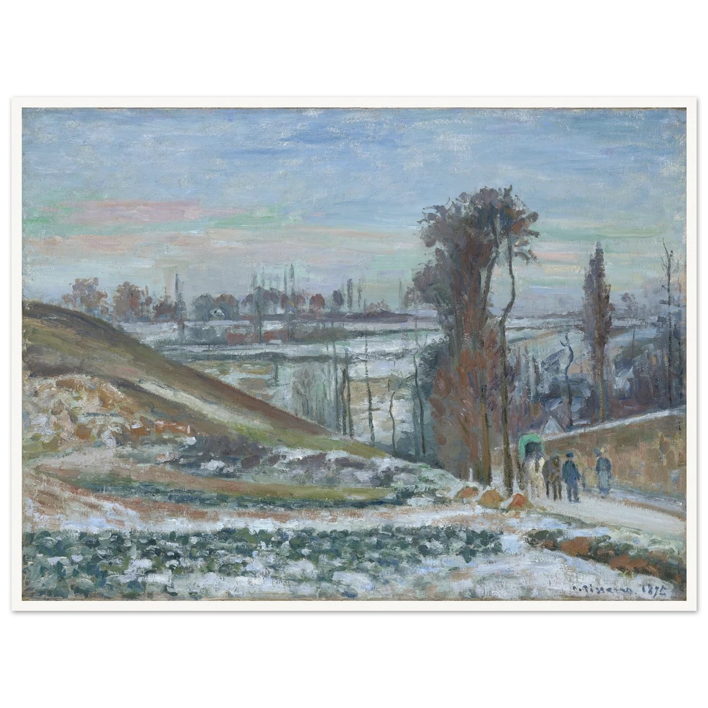 Snowy Landscape near l’Hermitage (1875) Art Print | Camille Pissarro - Framed Poster - 30x40 cm / 12x16″ - Black frame